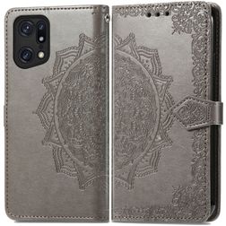 Mobigear Mandala Housse OPPO Find X5 Pro Etui Porte-Monnaie - Gris