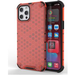 Mobigear Honeycomb Coque iPhone 13 Coque arrière Rigide Anti-Chocs - Rouge