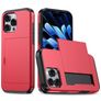 Mobigear Card Coque iPhone 16 Pro Max Coque arrière Rigide Anti-Chocs avec Porte-Cartes - Rouge
