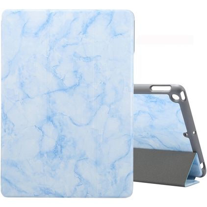 Mobigear Tri-Fold Marble Coque iPad 8 (2020) Etui + Porte-crayon - Bleu