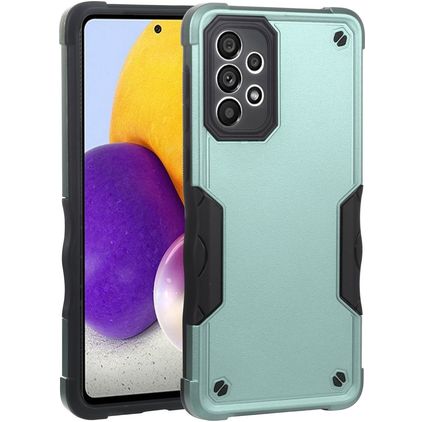 Mobigear Non-slip Armor Coque Samsung Galaxy A73 Coque arrière Rigide Anti-Chocs - Noir / Turquoise