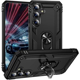 Mobigear Armor ring Coque Samsung Galaxy S25 FE Coque arrière Rigide Anti-Chocs avec Anneau-Support - Noir