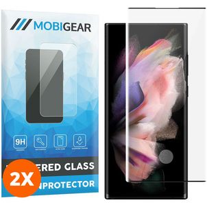 Mobigear Curved Samsung Galaxy S23 Ultra Verre trempé Protection d'écran - Compatible Coque - Noir (Lot de 2)