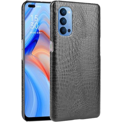 Mobigear Croco Coque OPPO Reno 4 Coque arrière Rigide - Noir