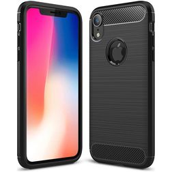 Mobigear Brushed Slim iPhone XR TPU souple Coque arrière - Noir
