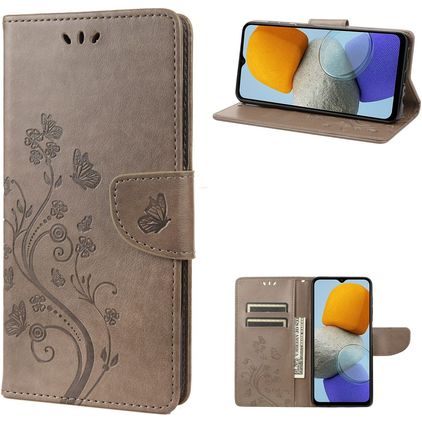 Mobigear Flowers Housse Samsung Galaxy M23 Etui Porte-Monnaie - Gris