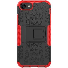 Mobigear Tire Coque iPhone 7 Coque arrière Rigide Anti-Chocs avec Support Amovible - Noir / Rouge