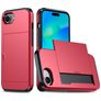 Mobigear Card Coque iPhone 17e Coque arrière Rigide Anti-Chocs avec Porte-Cartes - Rouge