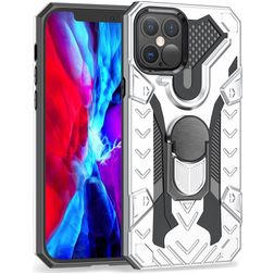 Mobigear Armor Ring Coque iPhone 12 Pro Max Coque arrière Rigide Anti-Chocs avec Anneau-Support - Argent