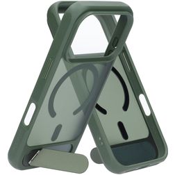 Mobiparts Hardcover iPhone 18 Pro MagSafe Plastique rigide Coque arrière avec béquille - Satin Green