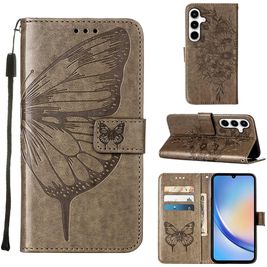 Mobigear Butterfly Housse Samsung Galaxy A35 Etui Porte-Monnaie - Gris