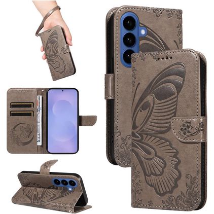 Mobigear Butterfly Housse Samsung Galaxy S26 Plus Etui Porte-Monnaie - Gris