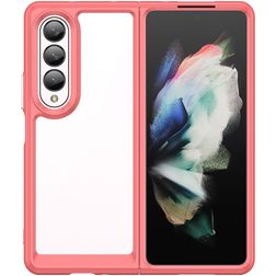 Mobigear Crystal Coque Samsung Galaxy Z Fold 4 Coque arrière Rigide - Transparent / Rouge