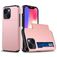 Mobigear Card Coque iPhone 15 Coque arrière Rigide Anti-Chocs avec Porte-Cartes - Rose doré