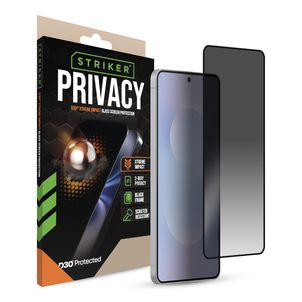 Striker Xtreme Impact Privacy Samsung Galaxy S25 Edge Verre trempé Protection d'écran Confidentialité - Compatible Coque - Noir