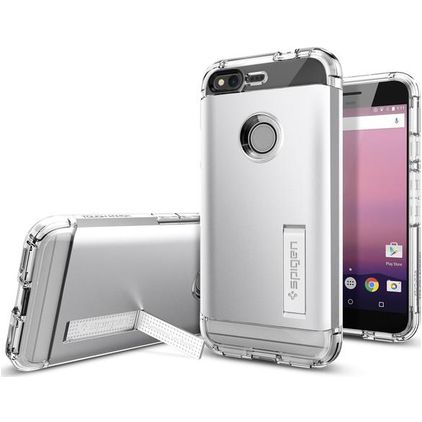 Spigen Tough Armor Coque Google Pixel Coque arrière Rigide Anti-Chocs - Satin Silver