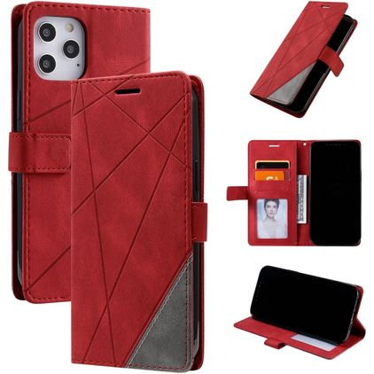 Mobigear Rhombus Housse iPhone 12 Pro Max Etui Porte-Monnaie - Rouge