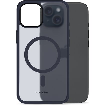 Mobilize Hybrid Pro Coque iPhone 15 MagSafe Coque arrière Rigide Anti-Chocs - Bleu