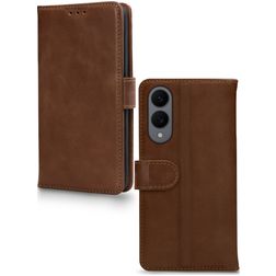 Mobilize Wallet Housse Samsung Galaxy S25 Edge Etui en Cuir Véritable Porte-Monnaie - Marron