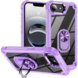 Mobigear Crystal Ring Coque iPhone 16e Coque arrière Rigide avec Anneau-Support - Violet