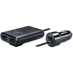 Mobilize - Triple USB Chargeur voiture 1.5 mètres 12W 2.4A - Noir