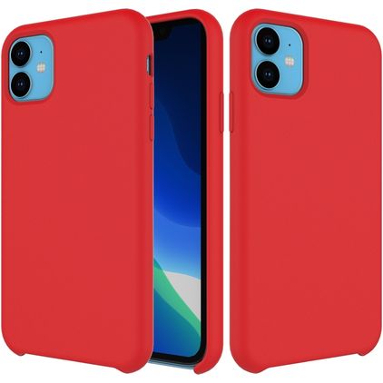 Mobigear Rubber Touch Coque iPhone 11 Coque arrière en Silicone - Rouge