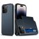 Mobigear Card Coque iPhone 15 Pro Max Coque arrière Rigide Anti-Chocs avec Porte-Cartes - Dark Blue