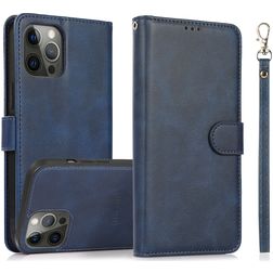 Mobigear Wallet Housse iPhone 16 Pro Max Etui avec Coque Détachable Porte-Monnaie - Bleu