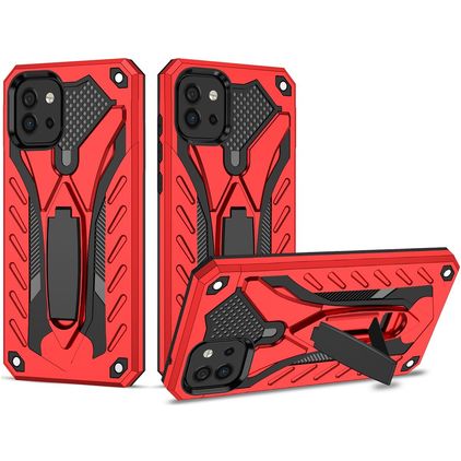 Mobigear Armor Stand Samsung Galaxy A03 Plastique rigide Coque arrière Antichoc avec béquille - Rouge