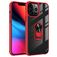 Mobigear Crystal Ring iPhone 14 Pro Max Plastique rigide Coque arrière avec bague de maintien - Transparent / Rouge