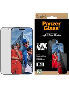PanzerGlass Ultra-Wide Fit Privacy iPhone 17 Pro Max Verre trempé Protection d'écran Confidentialité - Compatible Coque - Noir