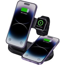 Mobigear MagCharge 3in1 Station de Charge MagSafe + Qi pour Smartphone & Apple Watch - Noir