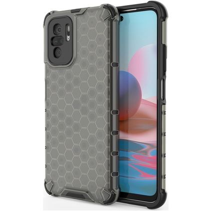 Mobigear Honeycomb Coque Xiaomi Redmi Note 10S Coque arrière Rigide Anti-Chocs - Noir