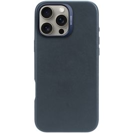 Decoded Coque iPhone 16 Pro Max MagSafe Coque arrière en Cuir Véritable - Bleu Marin