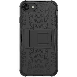 Mobigear Tire Coque iPhone SE (2020) Coque arrière Rigide Anti-Chocs avec Support Amovible - Noir