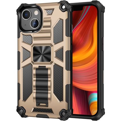Mobigear Armor Stand Coque iPhone 13 Mini Coque arrière Rigide Anti-Chocs avec Support Amovible - Or