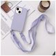 Mobigear Lanyard iPhone 14 Coque avec cordon en Silicone - Violet