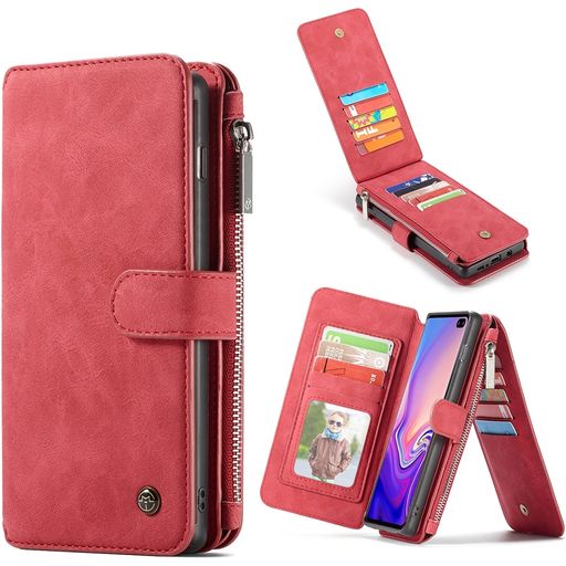 Caseme 007 Housse Samsung Galaxy S10 Plus Etui avec Coque Détachable Porte-Monnaie - Rouge