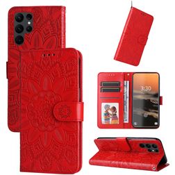 Mobigear Sunflower Housse Samsung Galaxy S23 Ultra Etui Porte-Monnaie - Rouge