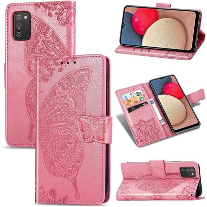 Mobigear Butterfly Housse Samsung Galaxy A03s Etui Porte-Monnaie - Rose
