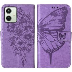Mobigear Butterfly Housse Motorola Moto G54 Etui Porte-Monnaie - Violet