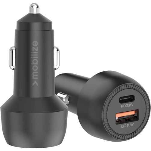 Mobilize Double USB / USB-C Chargeur voiture Sans câble Power Delivery 48W - Noir
