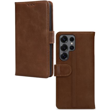 Mobilize Wallet Housse Samsung Galaxy S26 Ultra Etui en Cuir Véritable Porte-Monnaie - Marron