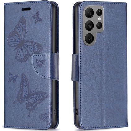 Mobigear Butterfly Housse Samsung Galaxy S23 Ultra Etui Porte-Monnaie - Bleu