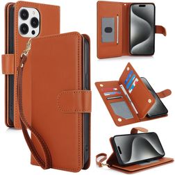 Mobigear Wallet Housse iPhone 15 Pro Etui Porte-Monnaie - Marron