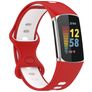 Mobigear Sport Dual Bracelet Silicone Fitbit Charge 5 Fermeture à clou et passant - Blanc / Rouge