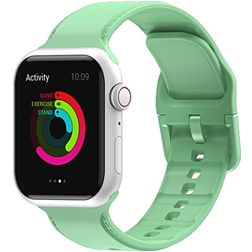 Mobigear Dashed Bracelet Silicone Apple Watch Fermeture boucle ardillon - 42/41/40/38 mm - Vert pastel