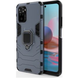 Mobigear Armor Ring Coque Xiaomi Redmi Note 10 4G Coque arrière Rigide Anti-Chocs avec Anneau-Support - Bleu