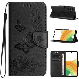 Mobigear Butterfly Housse Samsung Galaxy A35 Etui Porte-Monnaie - Noir