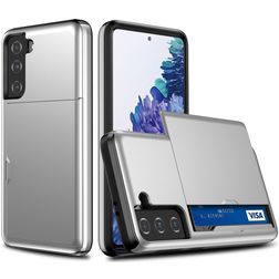 Mobigear Brushed Credit Card Slot Case Silver Samsung Galaxy S21